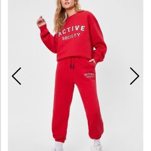 Nasty Gal Active Society Cuffed Graphic Sweatpants
